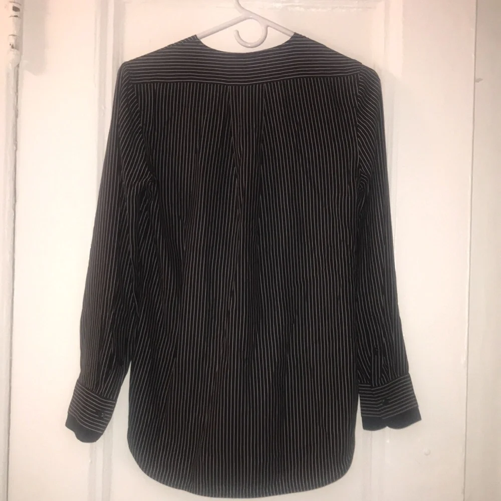 ⭐️ rag & bone - Victor Silk Wrap Blouse in Black w/ White Pinstripes - XXS/TTP - Picture 4 of 12